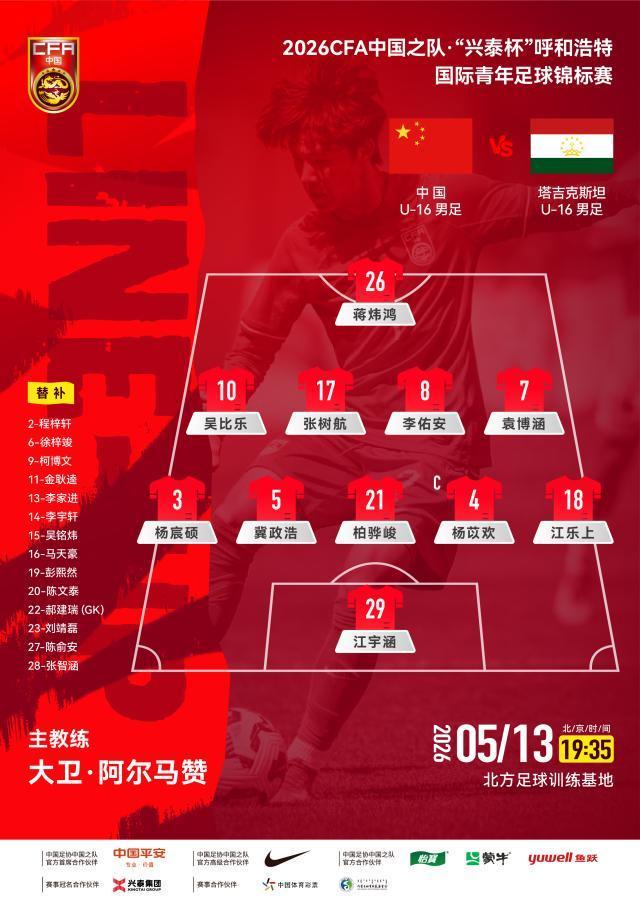 热身-袁博涵传射 U16男足3比2逆转塔吉克获两连胜